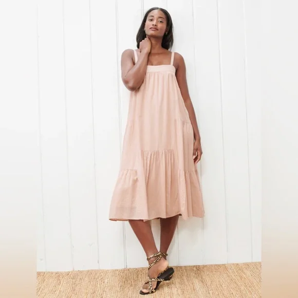 NWT JENNI KAYNE Seersucker Summer Dress in Blush - Picture 2 of 8